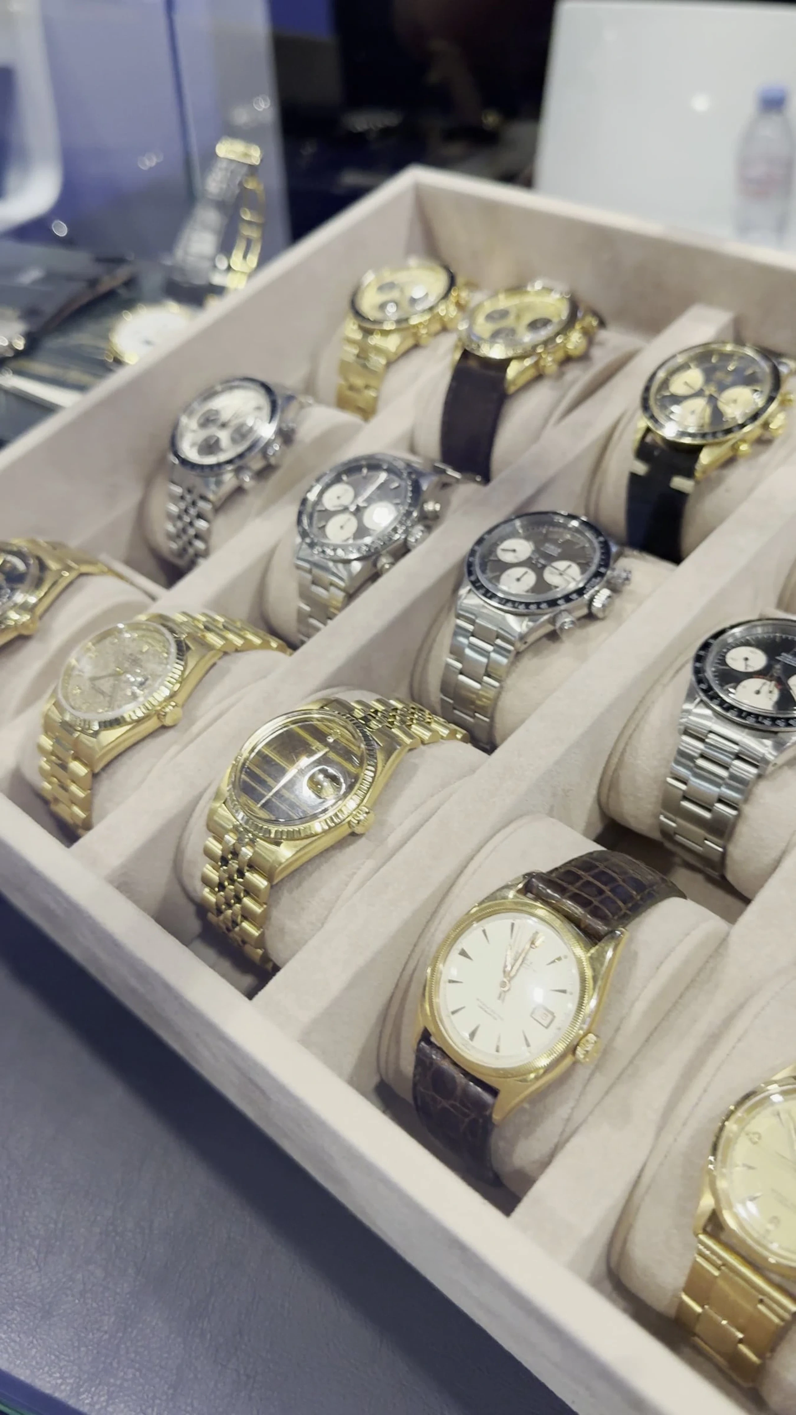 A tray of vintage watches at a Time On Show stand